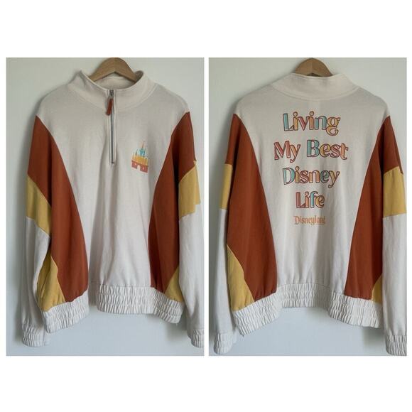 Disney World “ Living My Best Life” 1/4 Zip Pullover Sweatshirt Pockets Logo 1X - Picture 1 of 11
